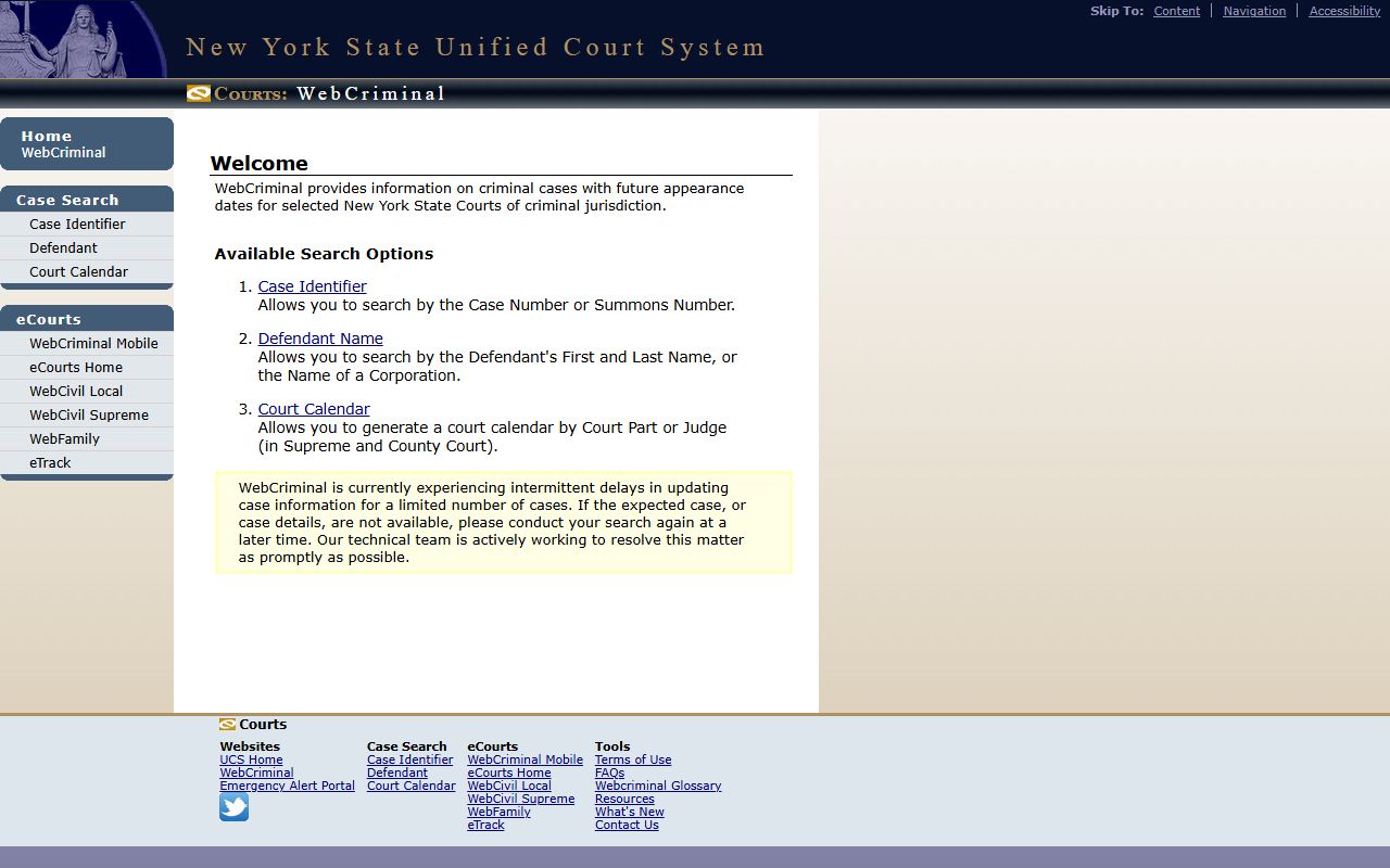 New York WebCriminal search for Warren County court records after arrest