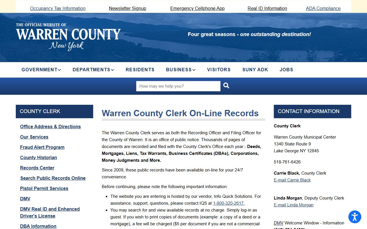 Warren County Clerk online records for court records after arrest