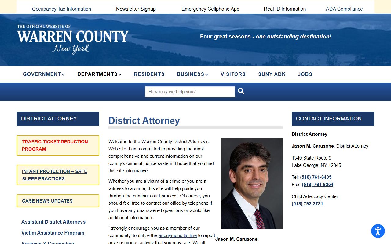 Warren County District Attorney page for court records after jail arrest